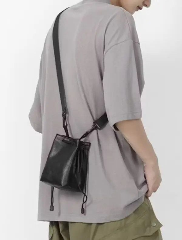 image of Fashion Y2K Pu Leather Crossbody Pouch Shoulder Bag in Black, Men's