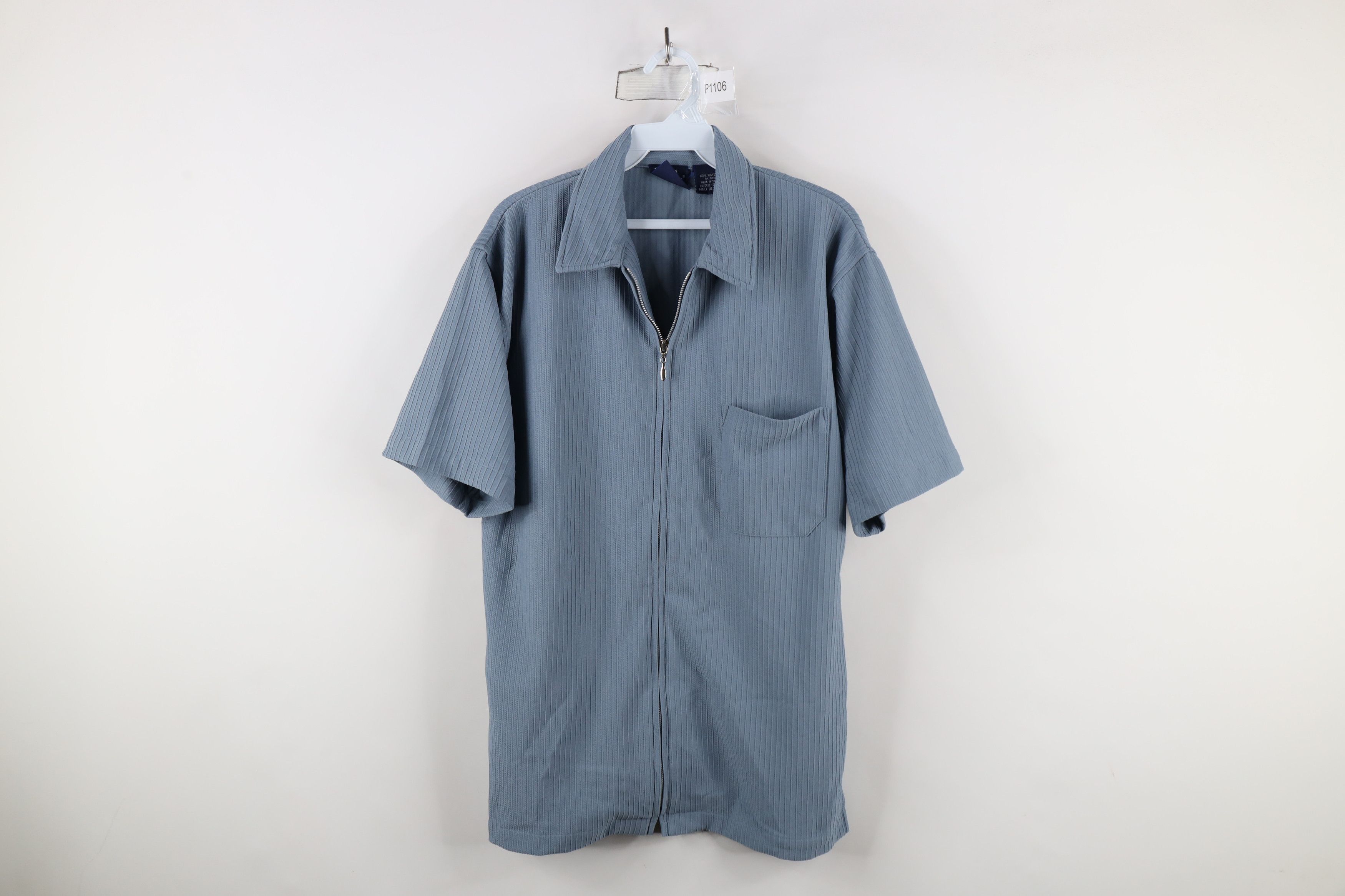 Vintage Vintage 90s Streetwear Blank Ribbed Knit Full Zip Polo Shirt Size US M / EU 48-50 / 2 - 1 Thumbnail