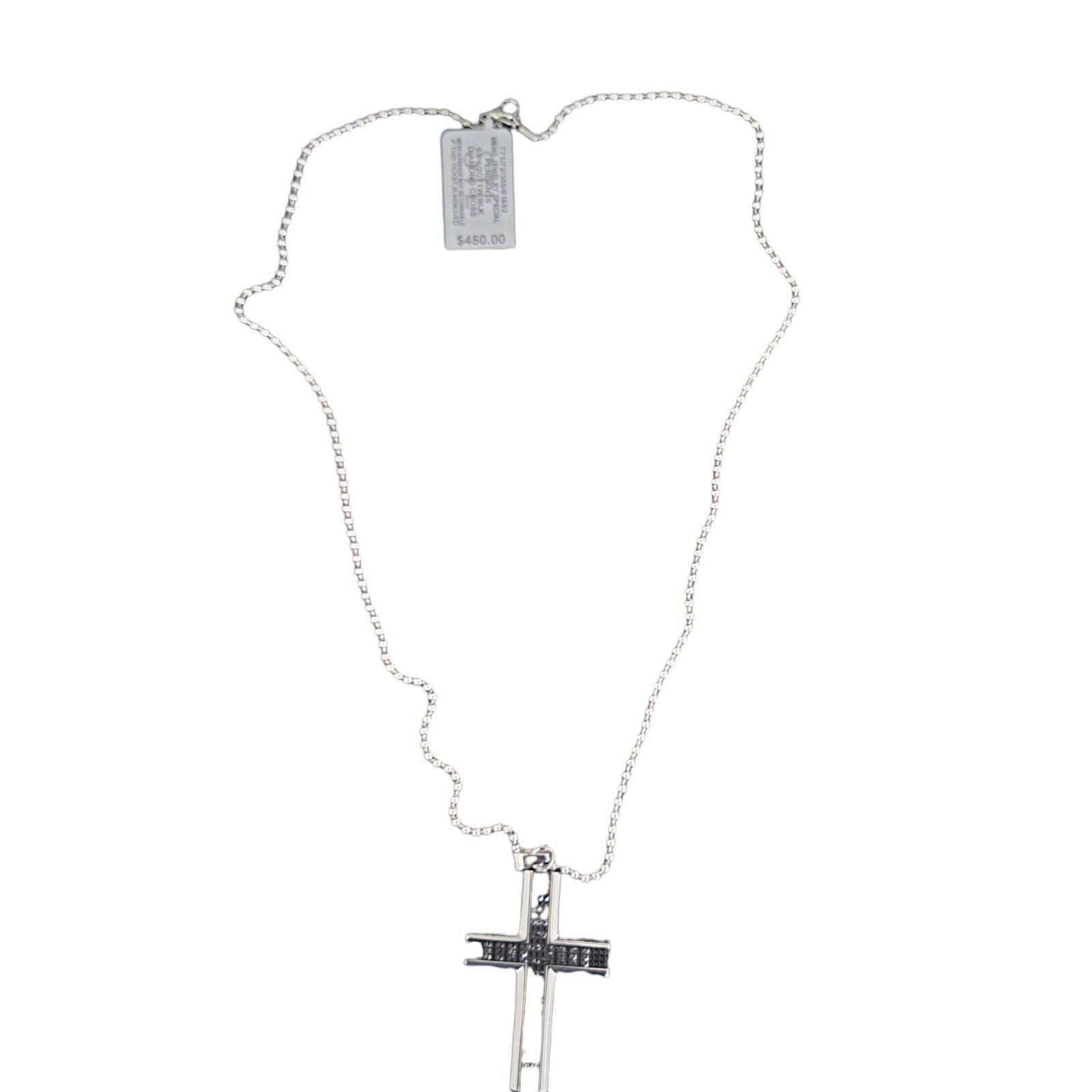 Macys Mens Diamond Cross Pendant Necklace. Black 24 inch Size ONE SIZE - 3 Thumbnail