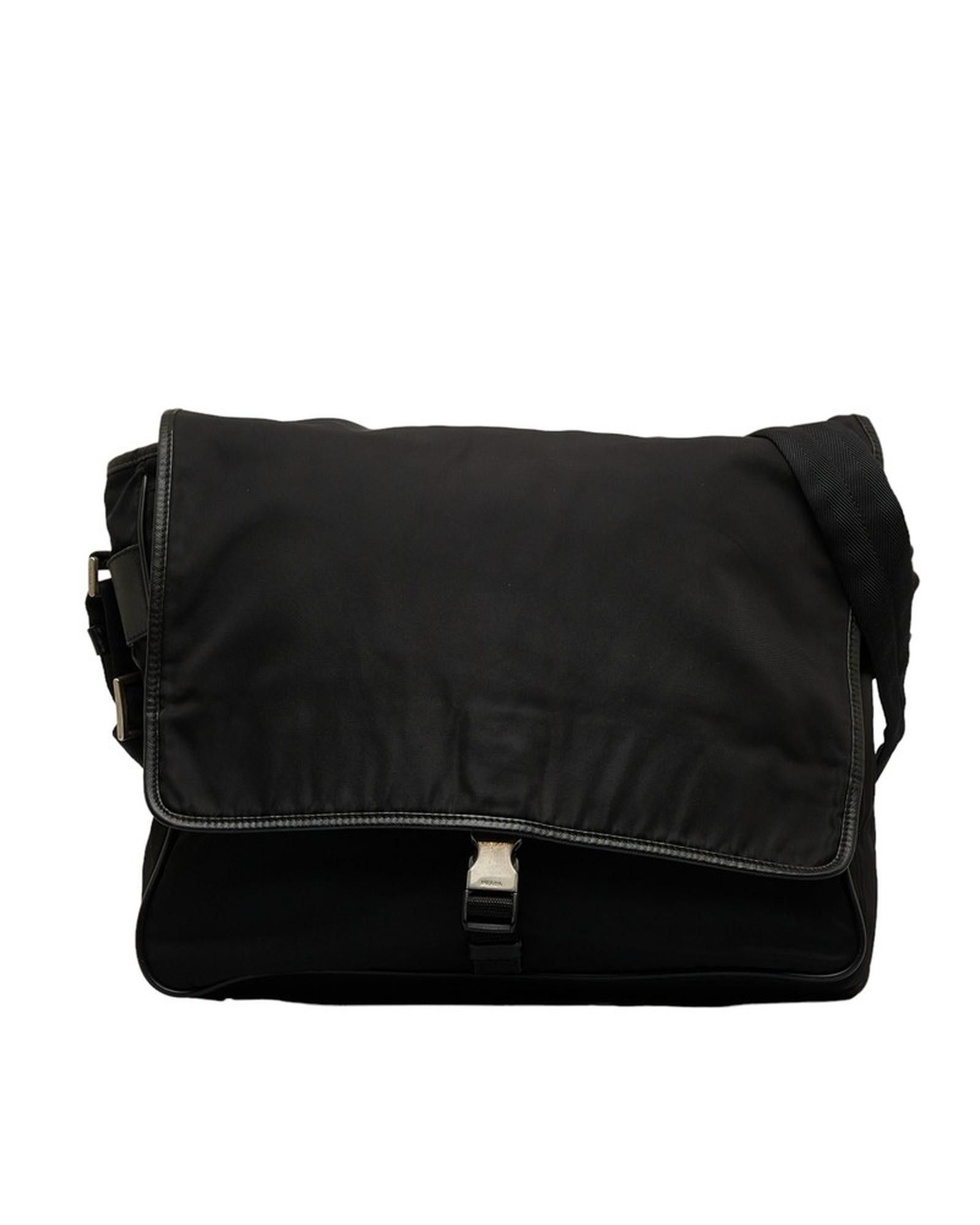 image of Prada Black Tessuto Messenger Bag, Men's