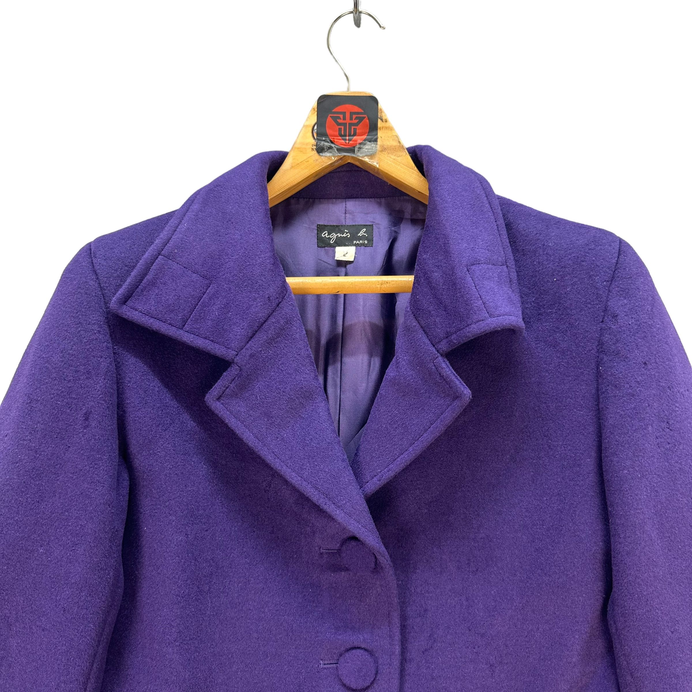 agnes b. AGNES B PARIS PURPLE WOOL CROPPED JACKET #7584-155 Size S / US 4 / IT 40 - 2 Thumbnail