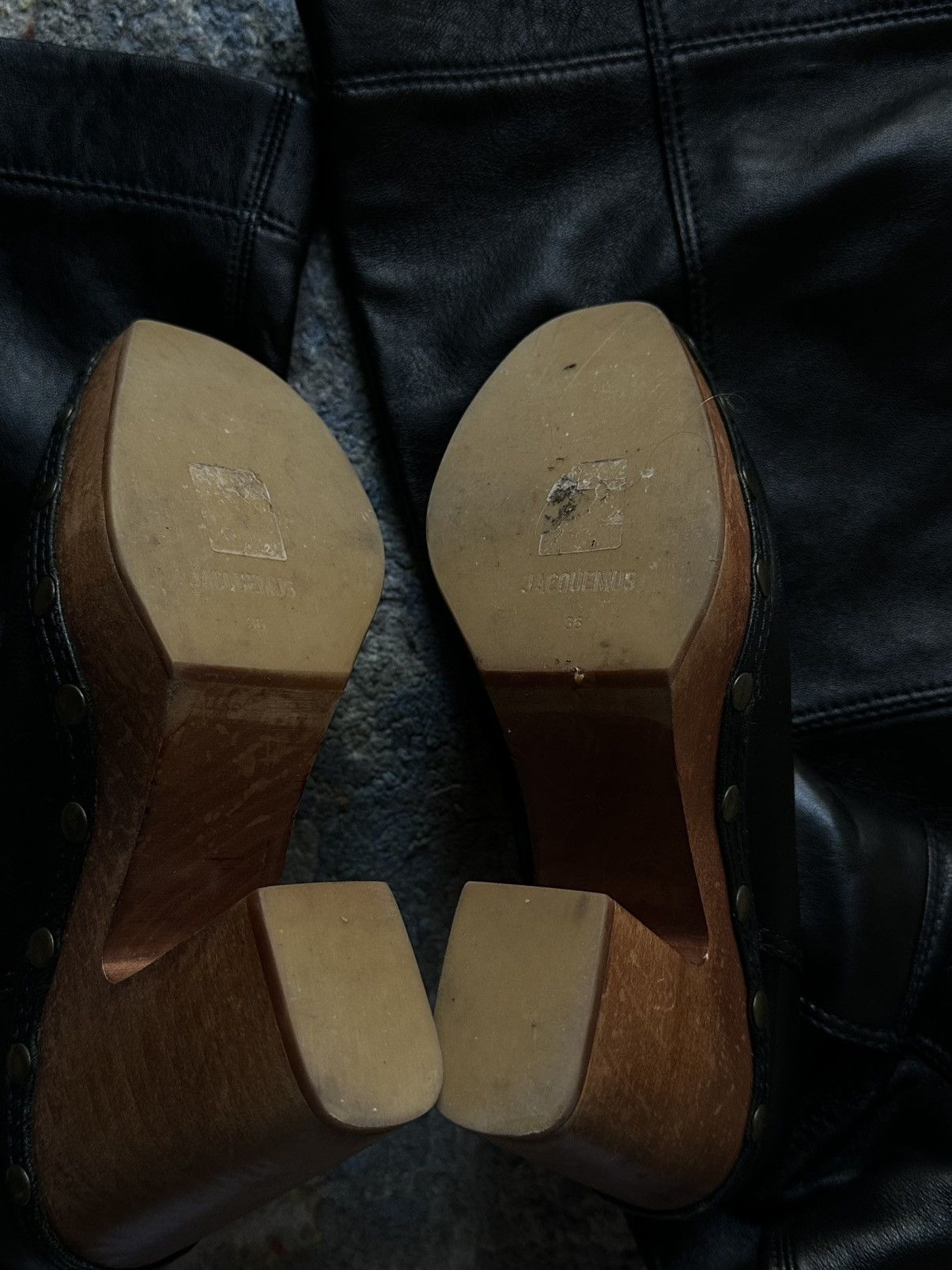 Jacquemus Jacquemus Black Leather Knee-High Sabots Clogs Size US 6 / IT 36 - 2 Thumbnail