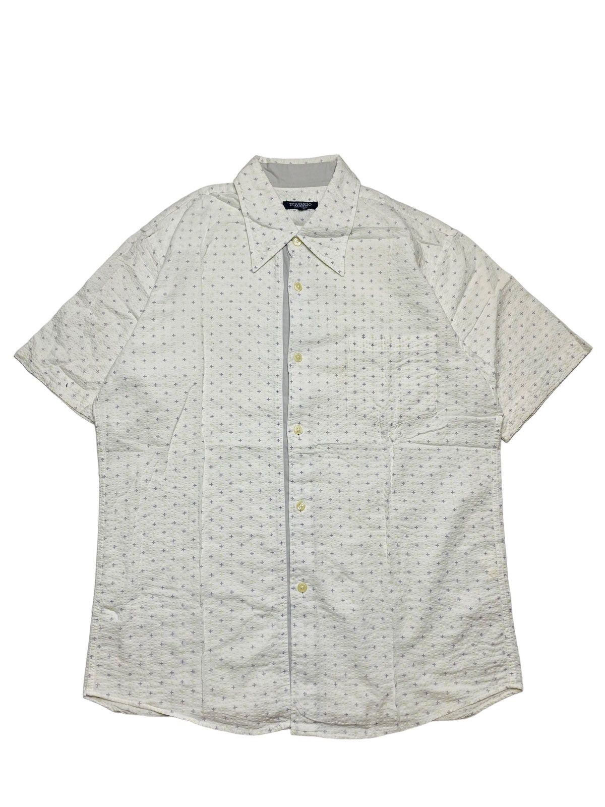 image of 2000S Tornado Mart - Tissue Textured Shirt in White, Men's (Size Medium)