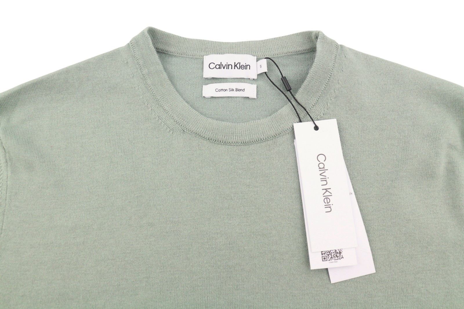 Calvin Klein COTTON SILK BLEND S Slate Grey Knit Pullover Jumper 87432 Size US S / EU 44-46 / 1 - 4 Thumbnail