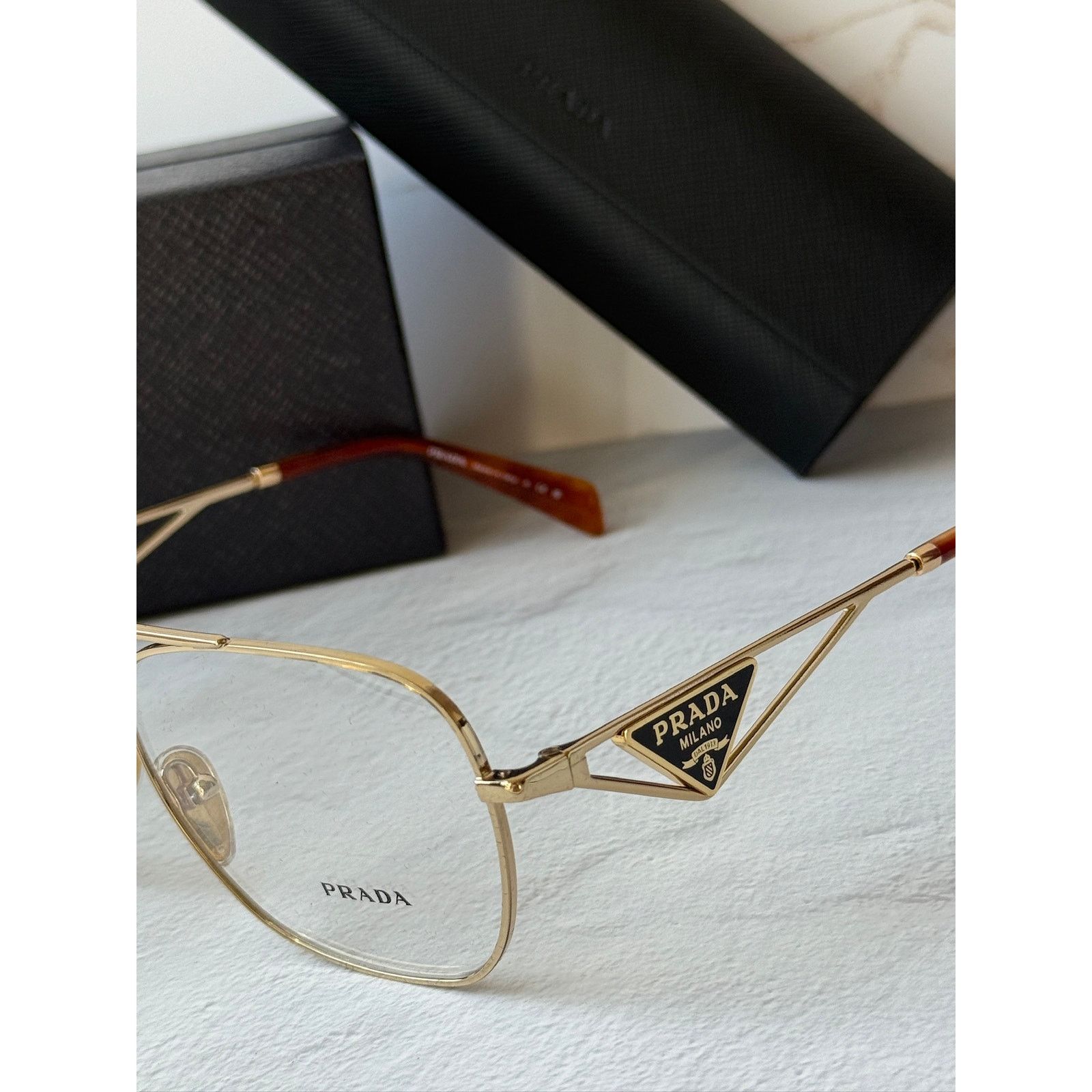 Prada NEW Prada PR B50V Gold Pilot Aviator Eyeglasses Frames Size ONE SIZE - 4 Thumbnail