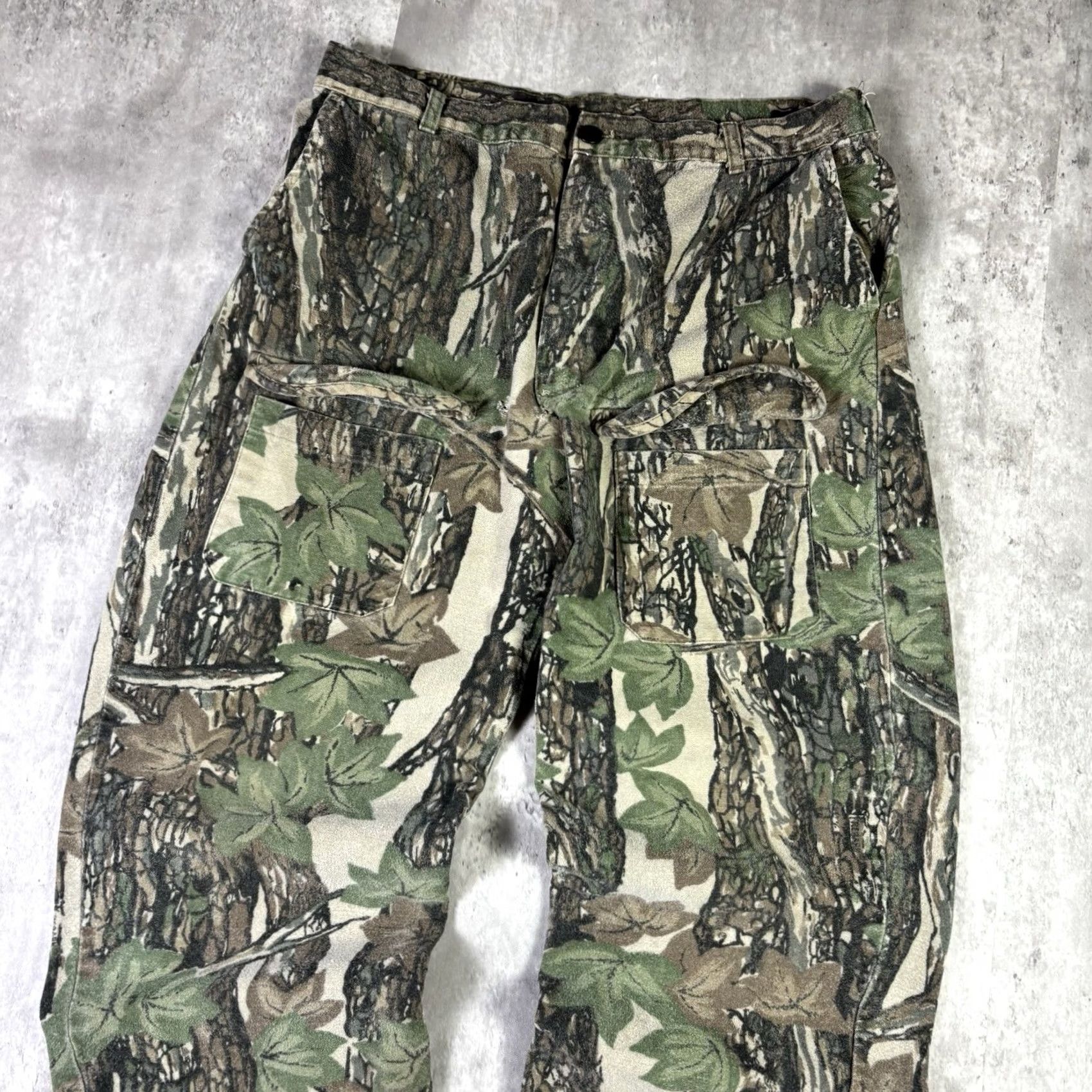 AMO VINTAGE Camo Pants RealTree Cotton Camouflage Utility Straight Leg 36x30 Wrangler ProGear Canvas Cargo 90s Mens Size US 36 / EU 52 - 4 Thumbnail
