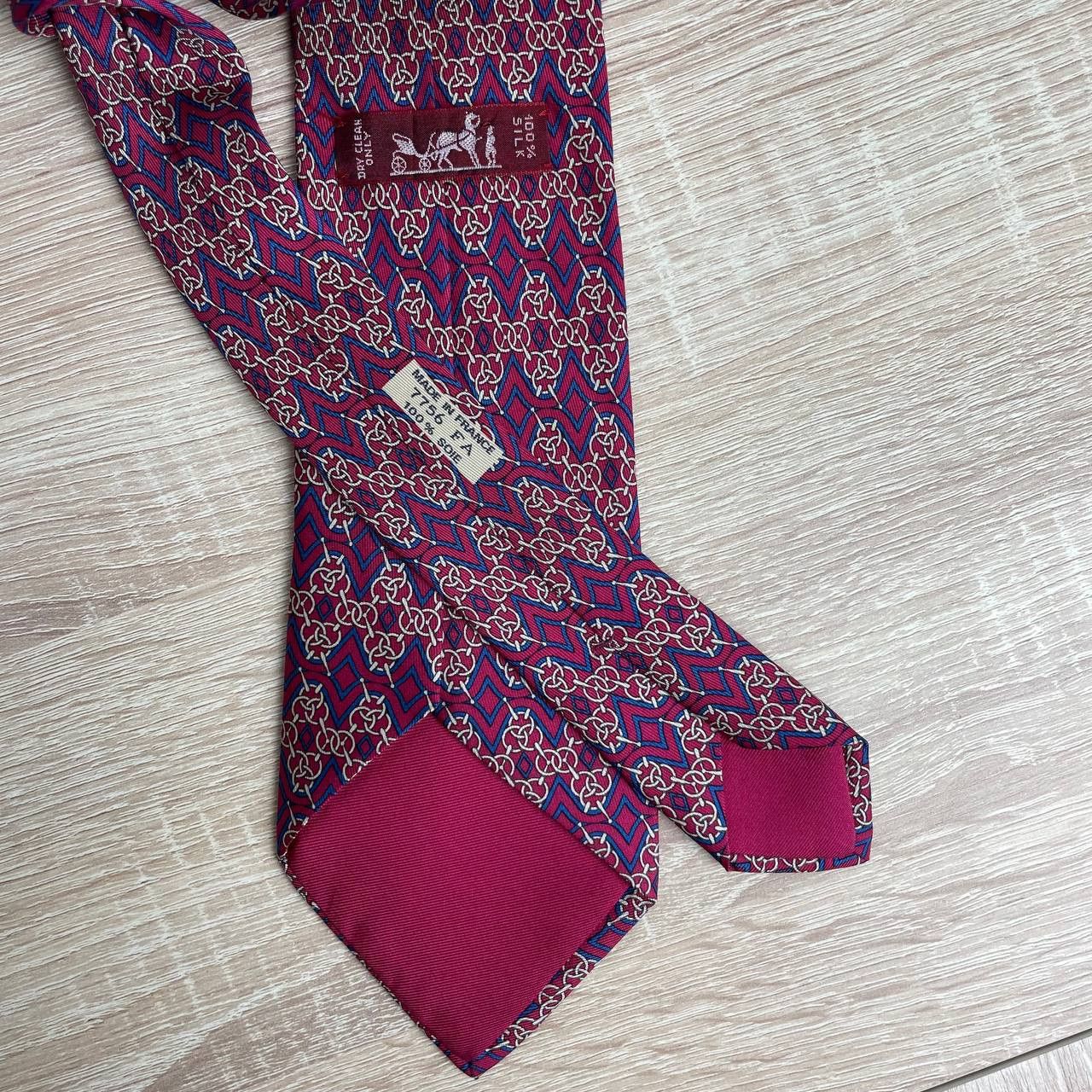 Hermes Hermes Paris Silk Tie 7756 FA Chains Red Size ONE SIZE - 4 Thumbnail