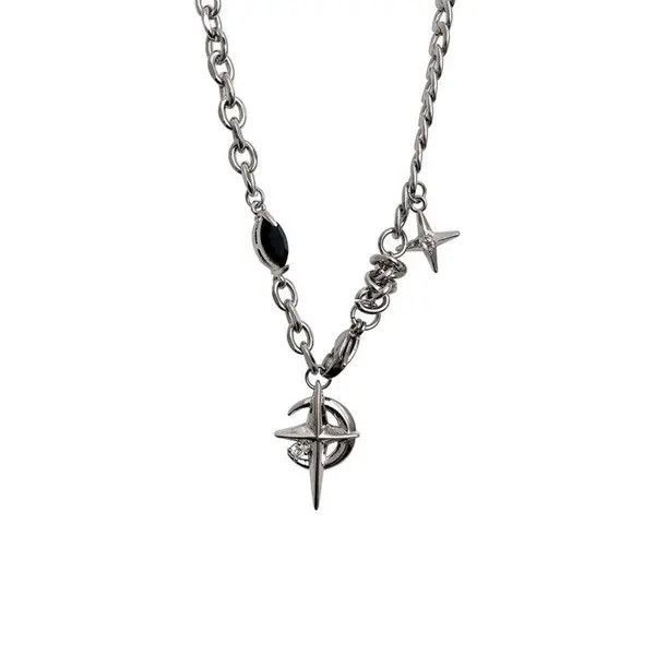 Jewelry Moon and Stars Silver Chain Necklace Size ONE SIZE - 5 Thumbnail