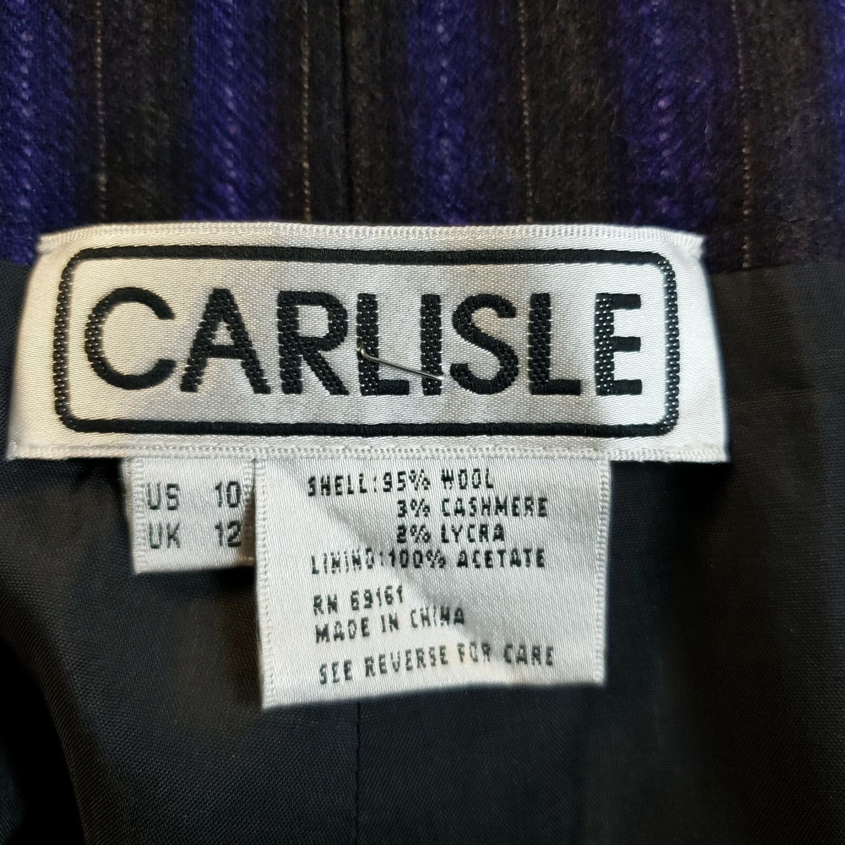 Vintage Carlisle Womens Wool Pants Sz 10 Purple Brown Striped Lined High Rise Size 32" / US 10 / IT 46 - 6 Thumbnail