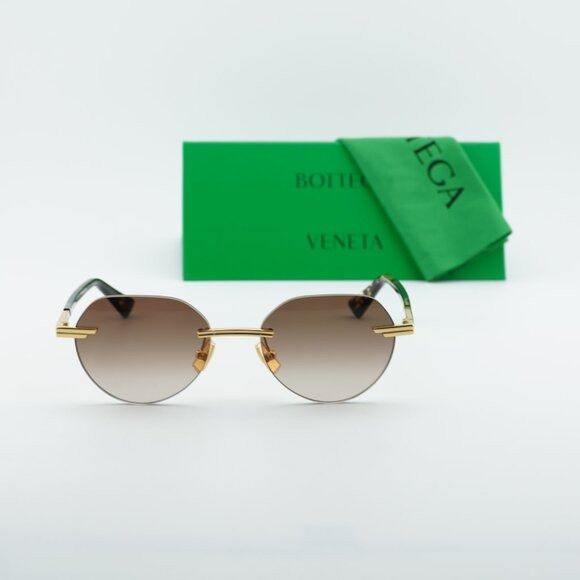 Bottega Veneta Bottega Veneta BV1379S 003 Sunglasses Shiny Gold Square Fram Size ONE SIZE - 10 Thumbnail