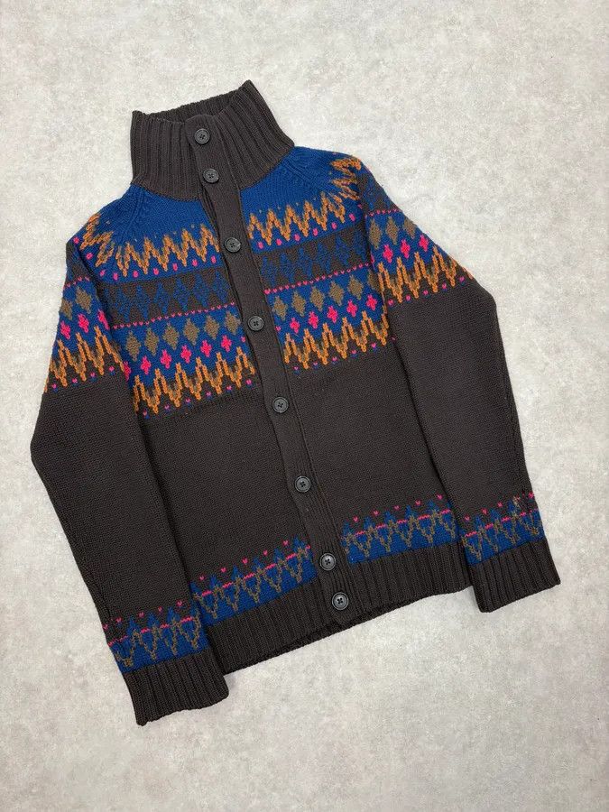 Marc Jacobs Marc Jacobs Colorful Brown Wool Cardigan Size US L / EU 52-54 / 3 - 4 Thumbnail