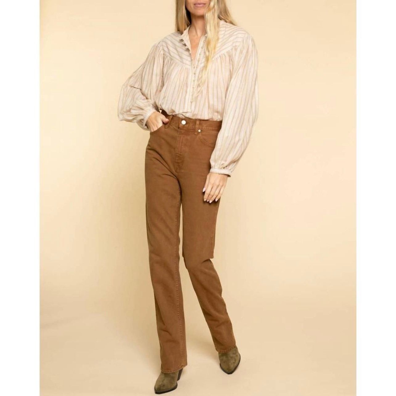 Ulla Johnson ULLA JOHNSON the agnes jean in umber wash brown size 24 Size 24" / US 00 / IT 34 - 3 Thumbnail