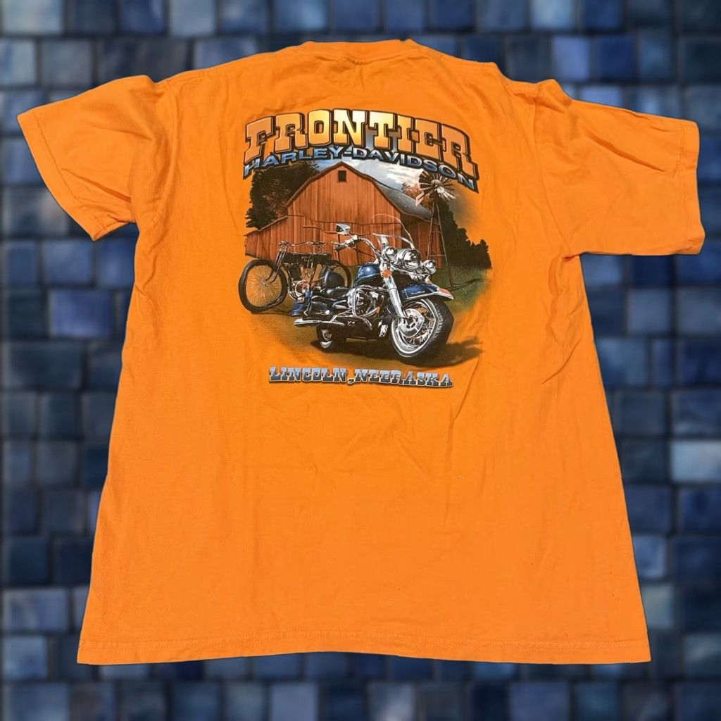 Harley Davidson VINTAGE Harley-Davidson Shirt Mens XL Orange Lincoln Nebraska Biker Motorcycle T-Shirt Size US XL / EU 56 / 4 - 1 Thumbnail