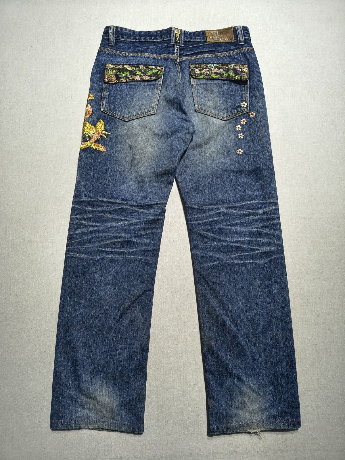 Japanese Brand Big Train Phoenix Embroidered Denim Jeans 🐦‍🔥(031) Size US 34 / EU 50 - 2 Thumbnail