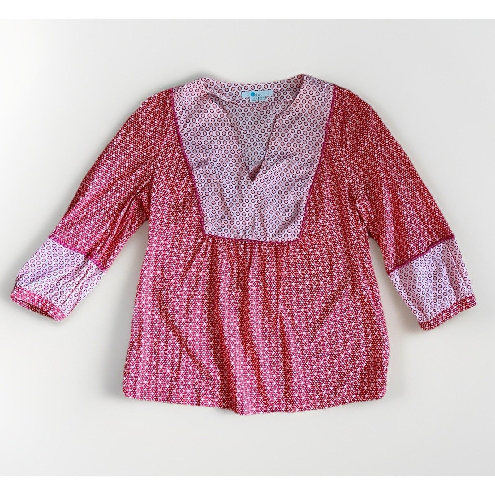Boden Boden Top Womens Size 6 Red Pullover Boho Star Print Blouse Size M / US 6-8 / IT 42-44 - 2 Thumbnail