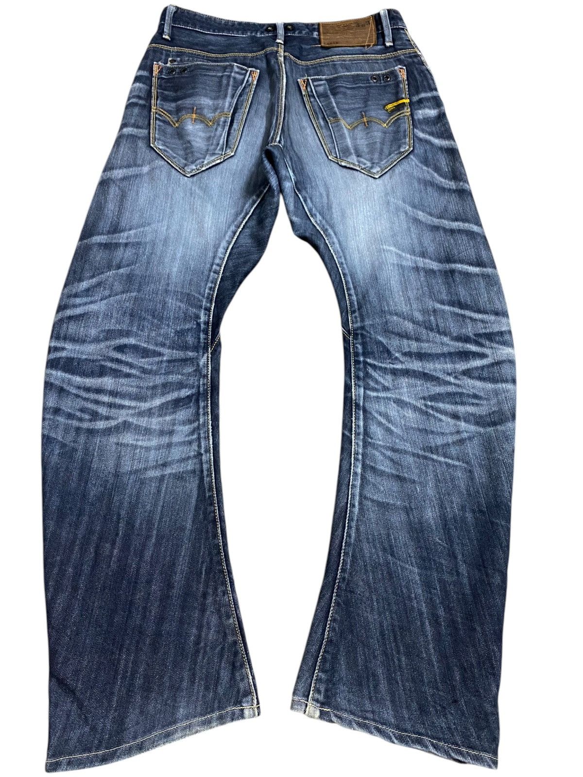 Edwin Vintage Edwin 503 Blue Wash Distressed Twist Leg Loose Jeans Size US 31 - 2 Thumbnail