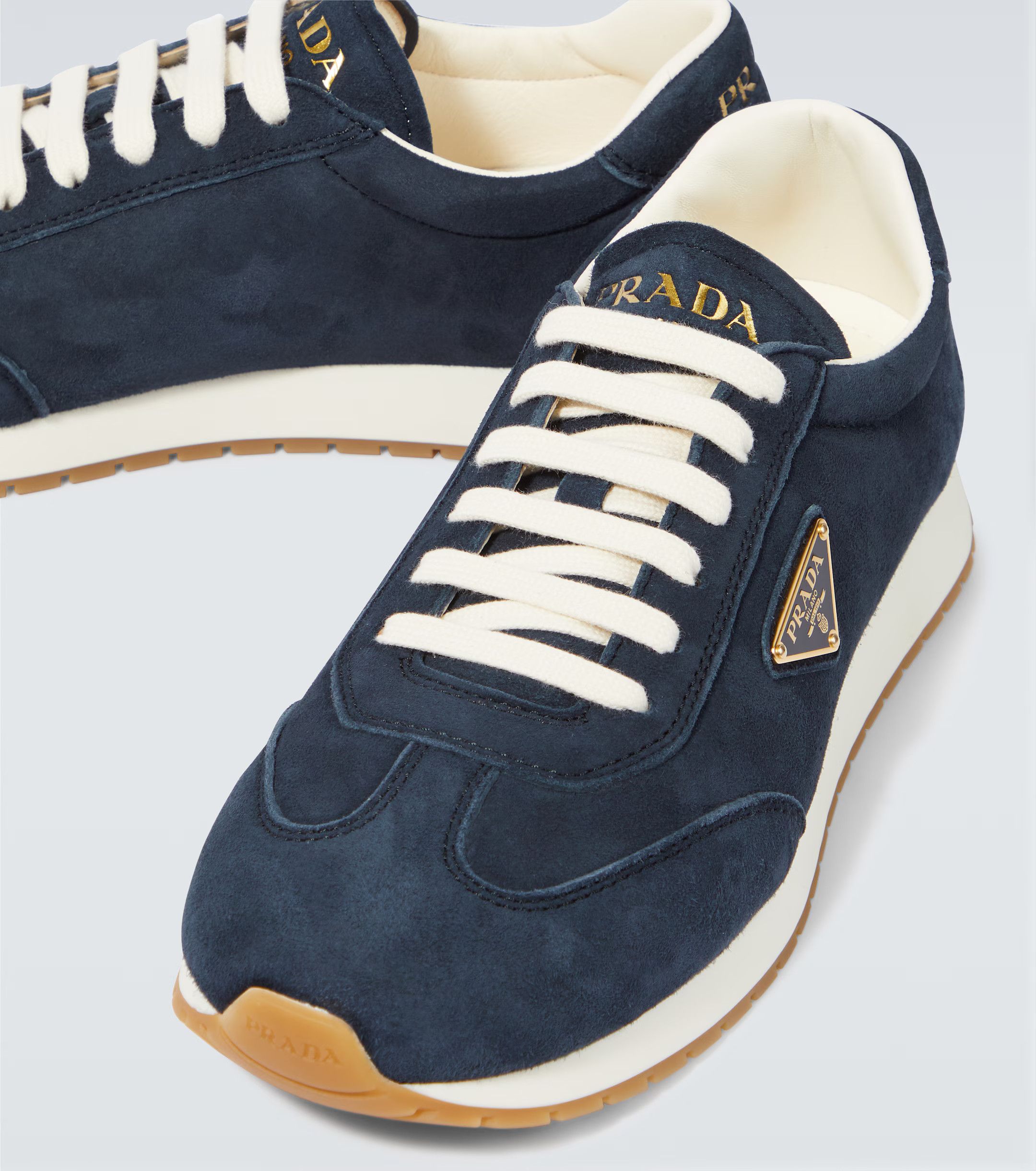 Prada o1mt1gz0225 Rank Suede Low-Top Sneakers in Blue Size US 12 / EU 45 - 3 Thumbnail