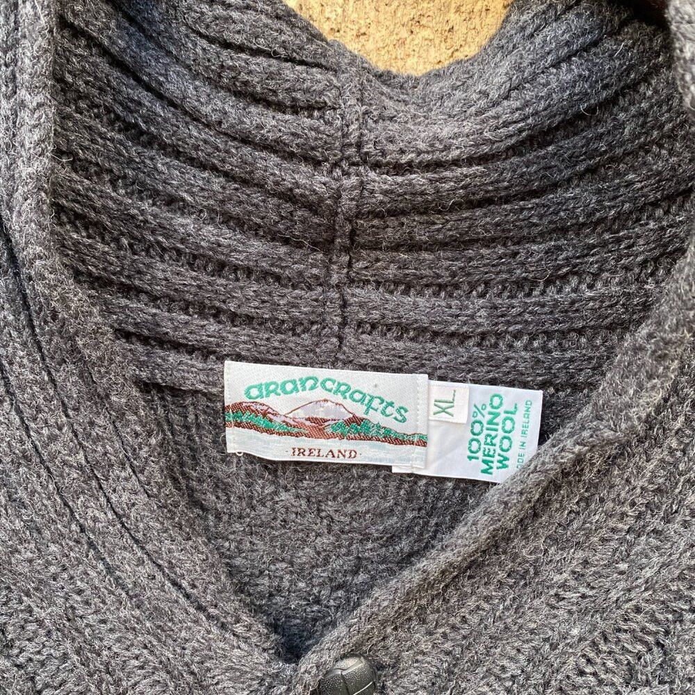 Aran Crafts Aran Crafts Merino Wool Cable Knit Cardigan Sweater Gray XL Size US XL / EU 56 / 4 - 3 Thumbnail