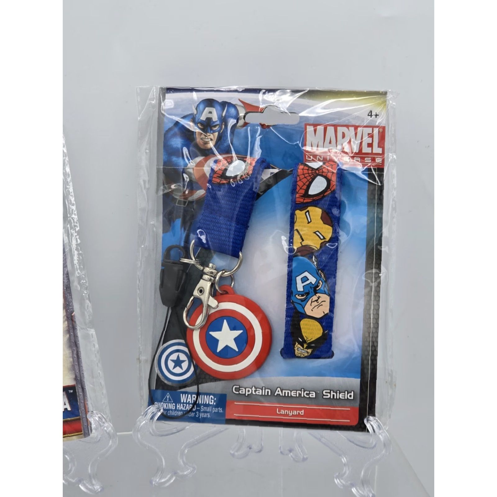 Vintage 2 Lot Marvel Captain America Shield Pewter Key Ring NEW SEALED & Lanyard! Size ONE SIZE - 3 Thumbnail