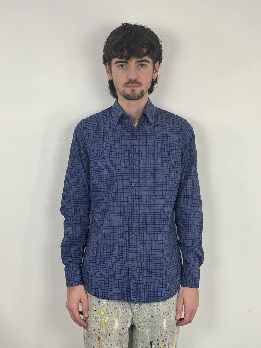 Prada SS02018 Prada Blue & Black Checkered Abstract Shirt Size US M / EU 48-50 / 2 - 2 Thumbnail