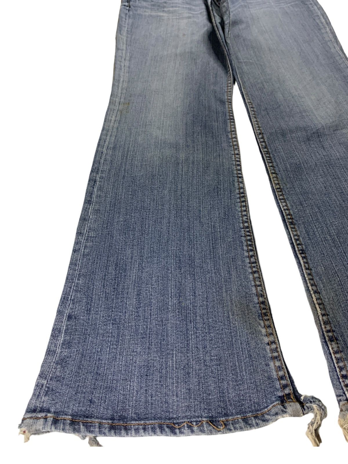 Japanese Brand SALES🔥Vintage Japanese Brand Blue Wash Distress Flare Jeans Size 35" - 6 Thumbnail