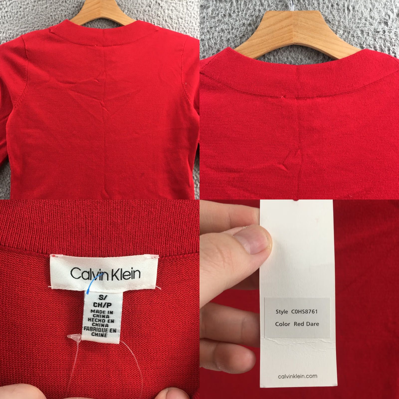 Calvin Klein Calvin Klein Sweater Womens S Red Knit 3/4 Sleeve Casual Pullover Crew Neck NEW Size S / US 4 / IT 40 - 8 Thumbnail