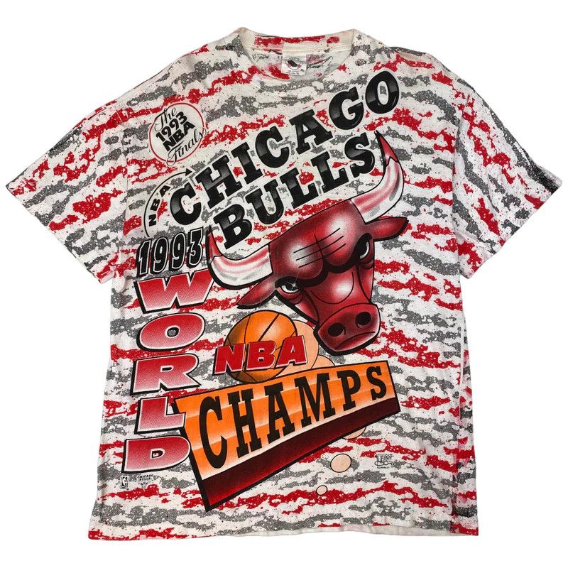 image of 1993 Chicago Bulls Finals Champs All Over Print Tee in Patterned, Men's (Size XL)