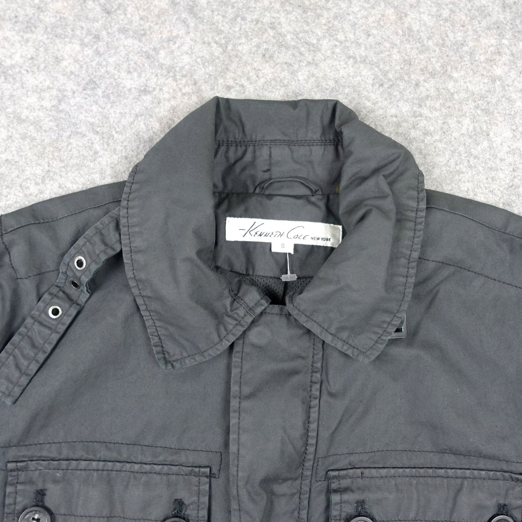 Kenneth Cole Kenneth Cole New York Jacket Mens Small Gray Canvas Military Pockets Wax Cotton | Full Zip | Casual Outdoor Size US S / EU 44-46 / 1 - 2 Thumbnail