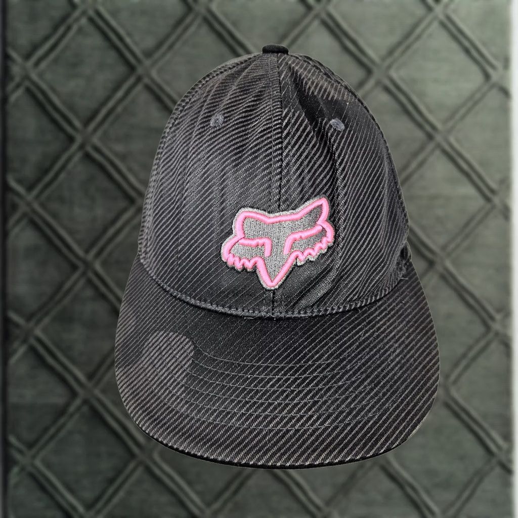 Fox Racing Fox Racing Hat Cap Baseball Fitted Mens 7 Black Pink Striped Logo Motorcycle Cotton Spandex Twill Casual Vintage No Size ONE SIZE - 1 Thumbnail