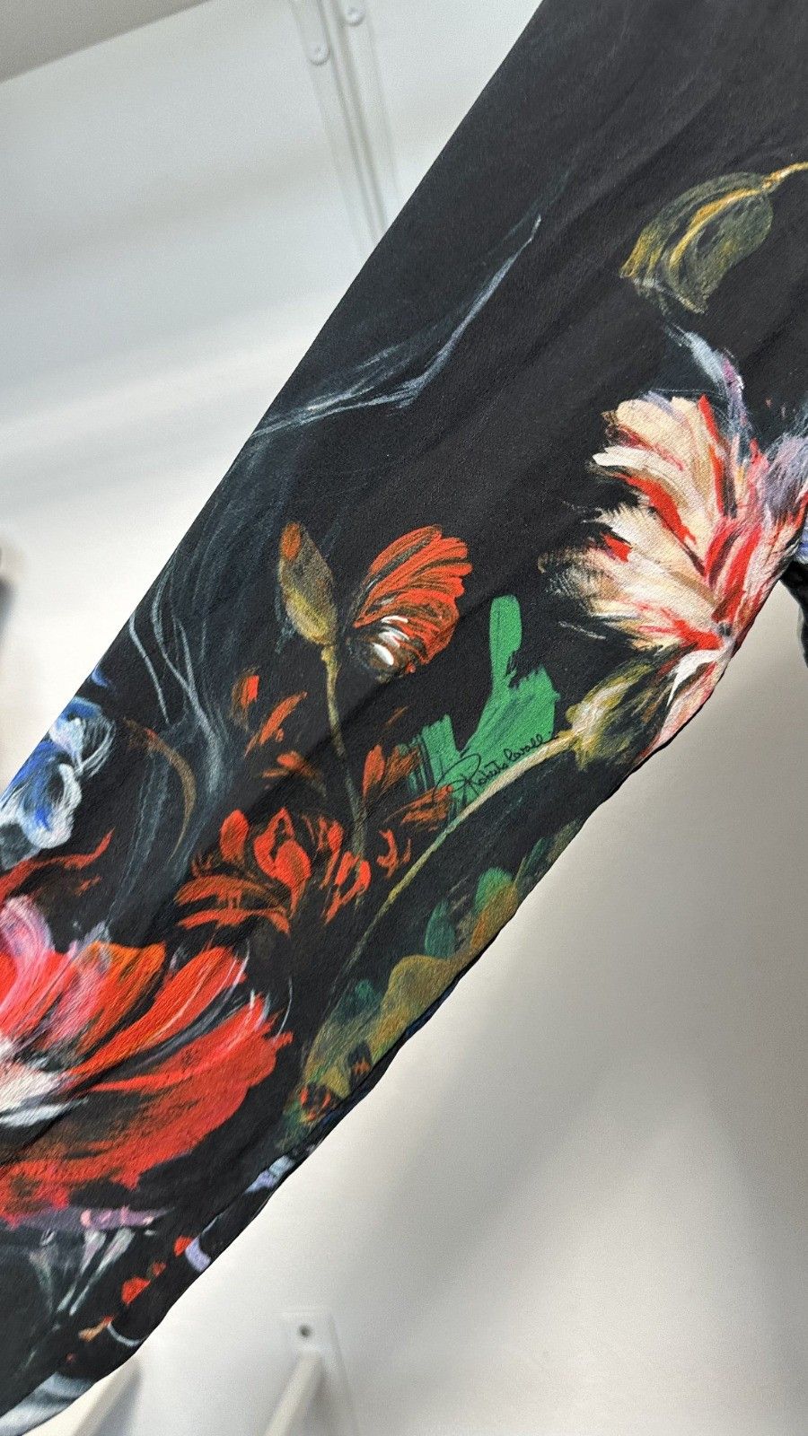 Roberto Cavalli Roberto Cavalli Painted Silk Floral Print Pleat Panel Shirt Size S / US 4 / IT 40 - 3 Thumbnail