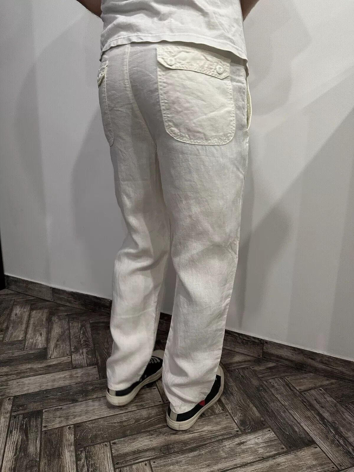 Trussardi Trussardi Jeans Beige Linen Lino Men's Casual Italy Pants Size US 30 / EU 46 - 6 Thumbnail