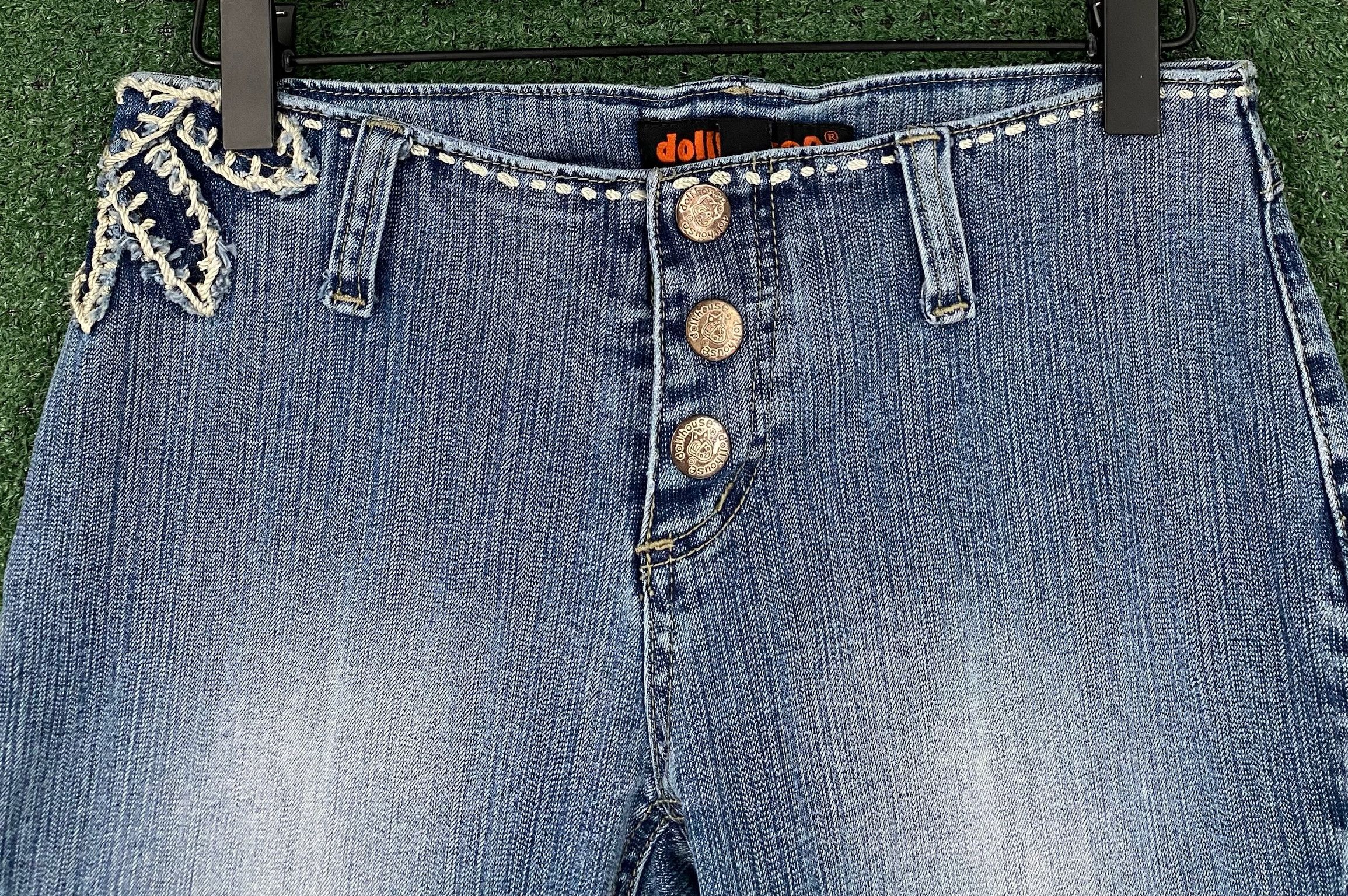 Other Y2K Dollhouse Crochet Flare Bell Bottom Jeans 26” Waist Size 26" / US 2 / IT 38 - 2 Thumbnail