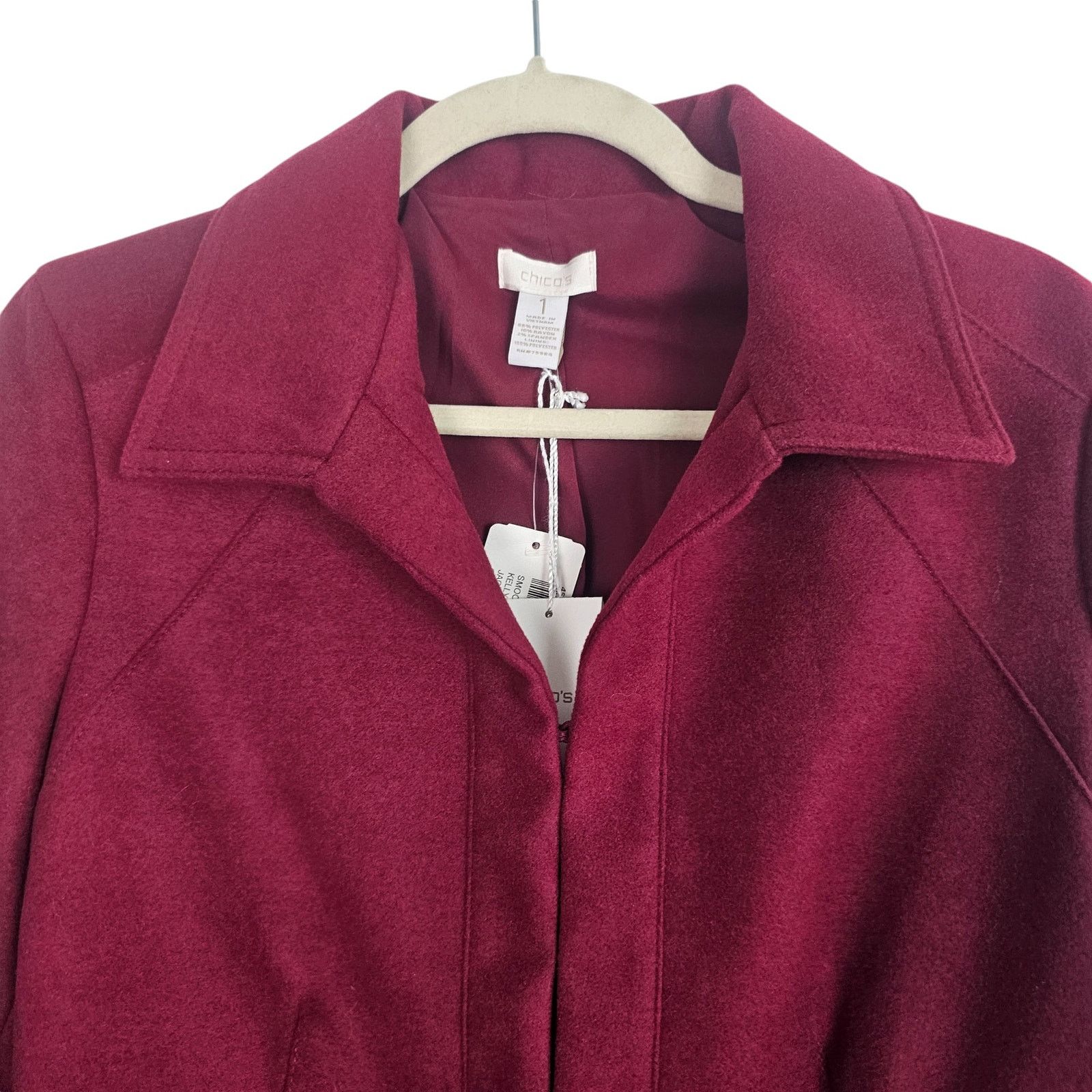 Chicos Chicos Womens Kelly Ann Smooth Plush Jacket 1 Med Burgundy Size M / US 6-8 / IT 42-44 - 2 Thumbnail