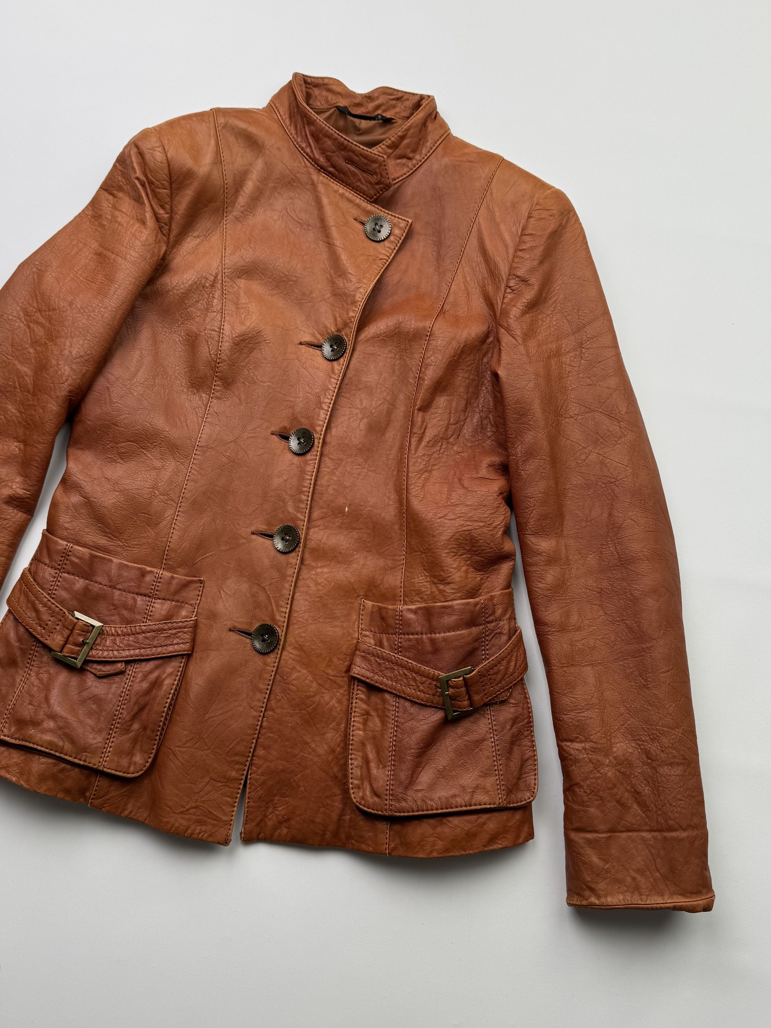 Vintage Vintage Leather Jacket With Straps B523(V88)E2 Size M / US 6-8 / IT 42-44 - 3 Thumbnail