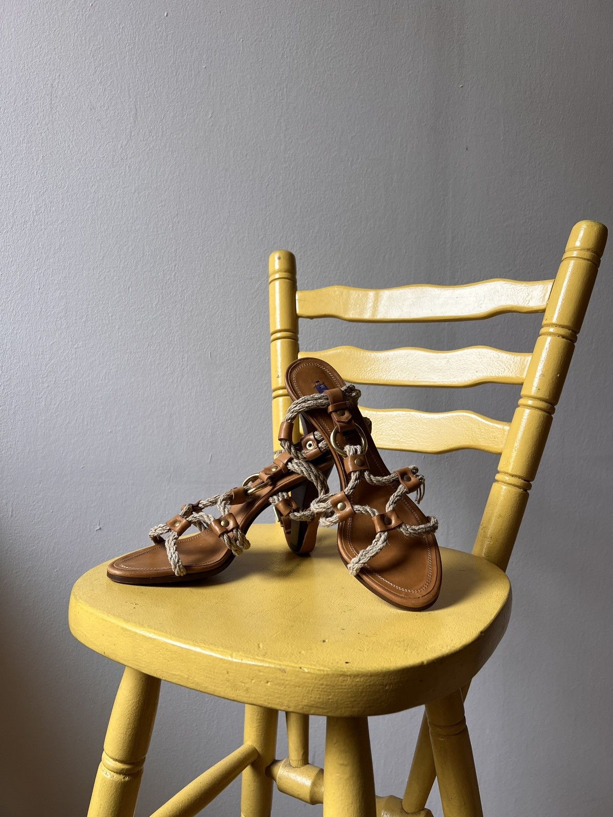 Ralph Lauren Purple Label Ralph Lauren Purple Label Heels Leather Rope Sandals Size US 8 / IT 38 - 11 Thumbnail