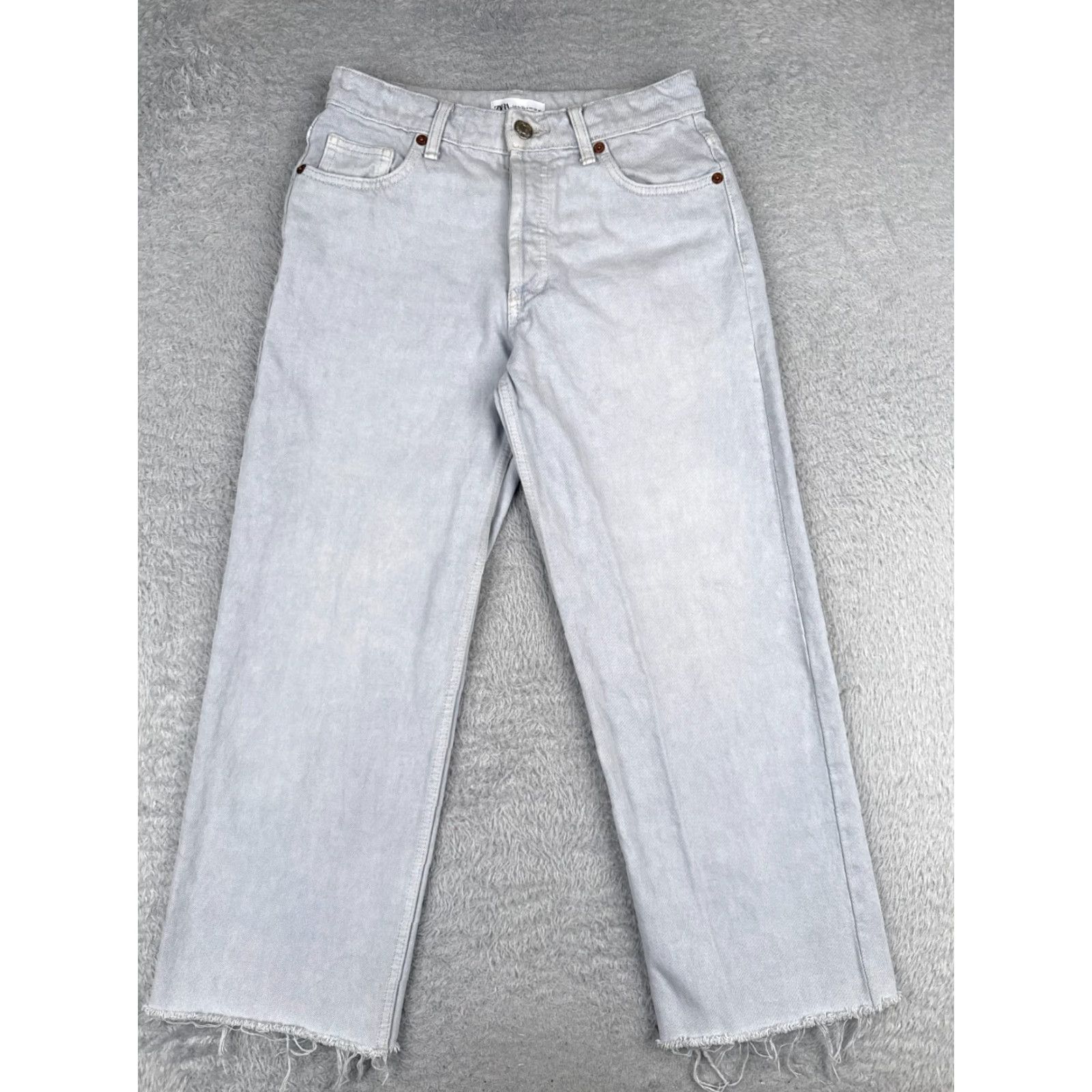 Zara Zara Jeans Womens 2 Blue Denim The Grunge Pant Wide Leg Mid Rise Cotton 27x25 Size 26" / US 2 / IT 38 - 2 Thumbnail