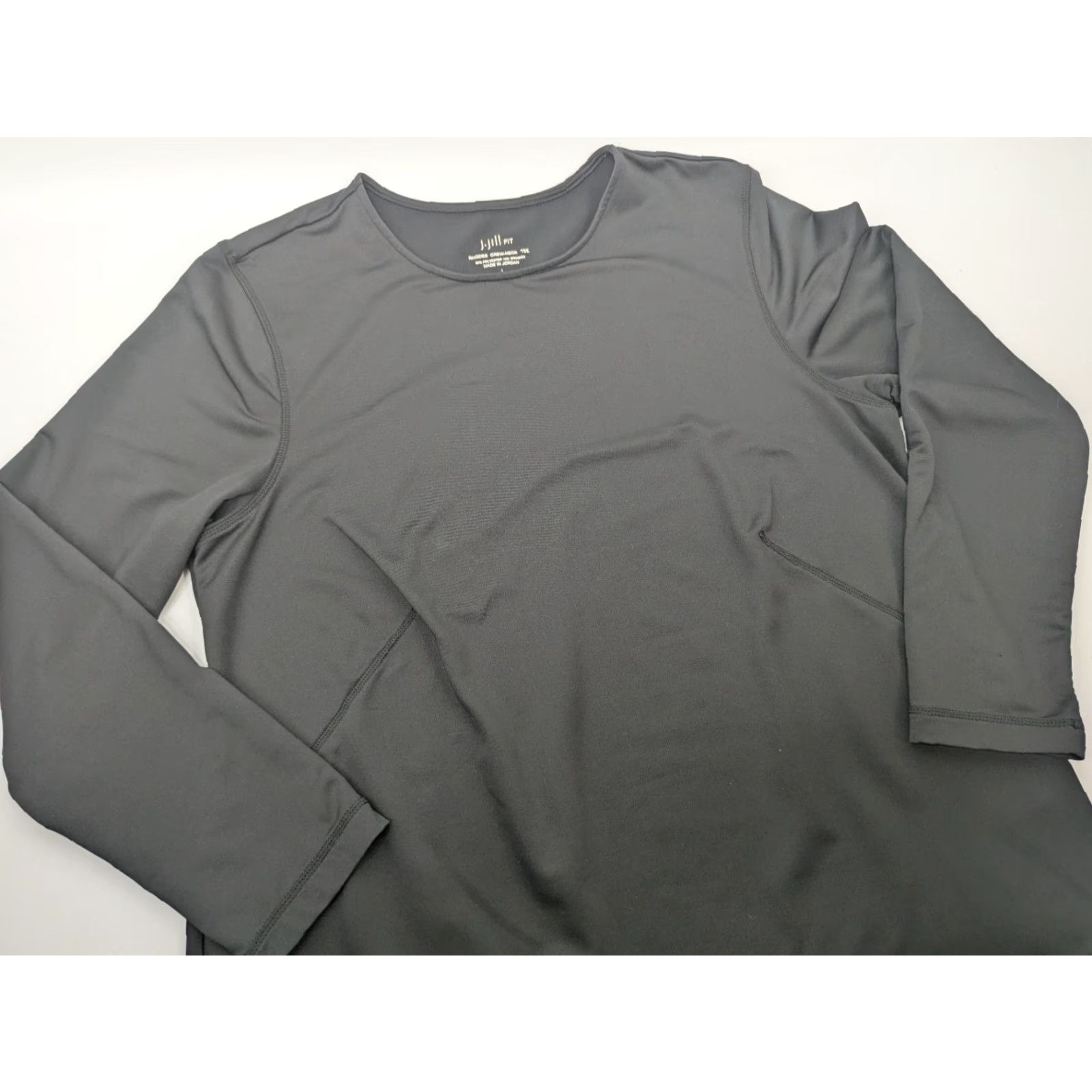 J. Jill J. Jill Black Rhodes Crew Neck Tee Long Sleeve Shirt Womens L Petite Stretch Size L / US 10 / IT 46 - 2 Thumbnail