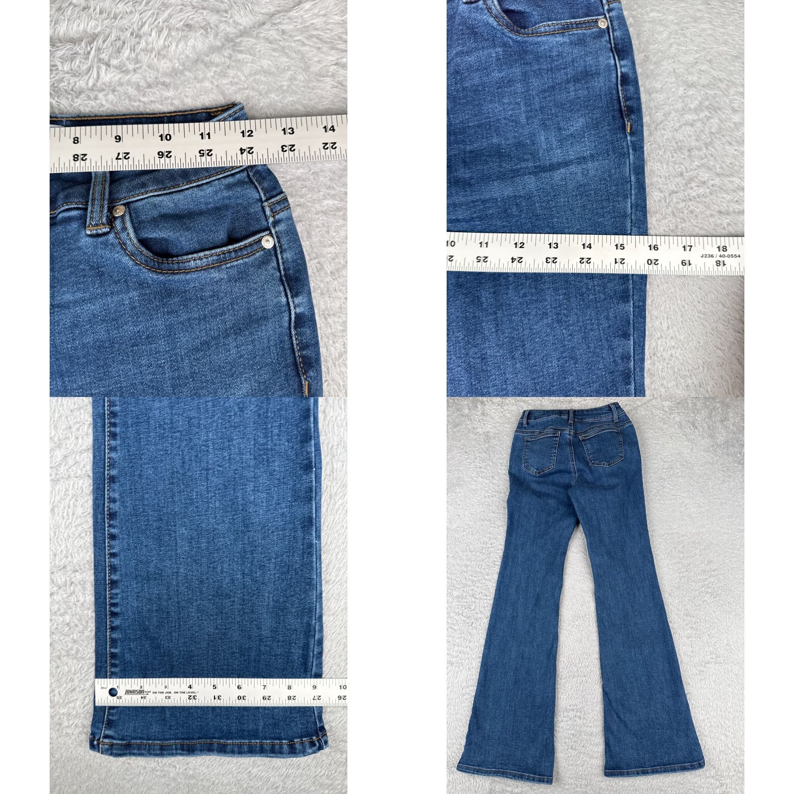 Vintage Refuge Jeans Women Regular Jeans 0 Blue Denim Cotton Blend Stretch Flared Low Rise 24x31 Size 25" / US 0 / IT 36 - 9 Thumbnail