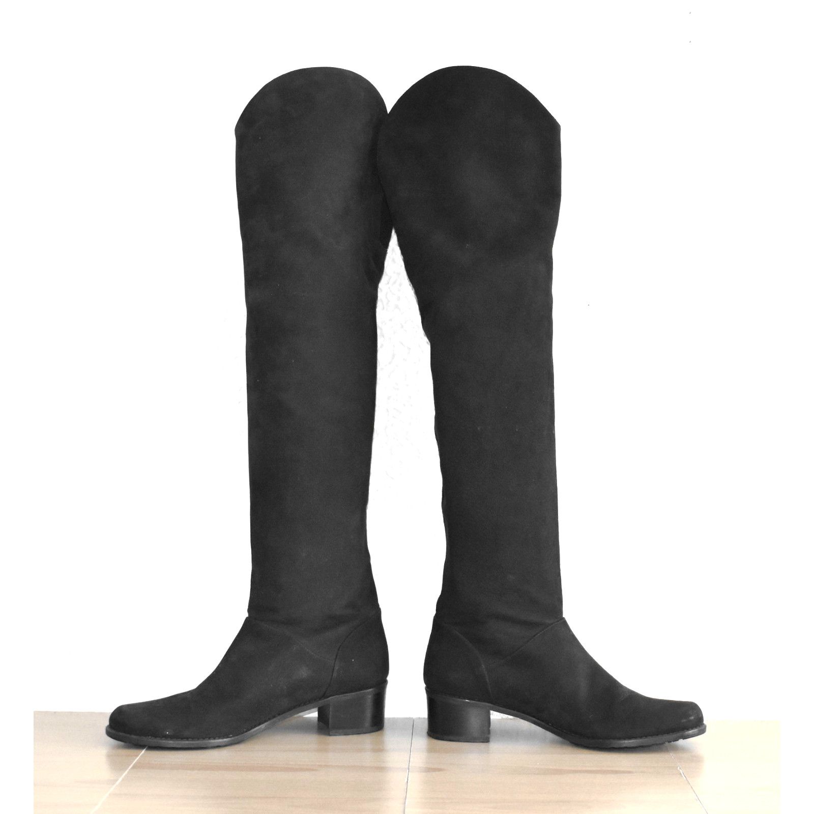 Stuart Weitzman STUART WEITZMAN Black Nubuck Leather Boot Shoes Size 7 M Size US 7 / IT 37 - 2 Thumbnail