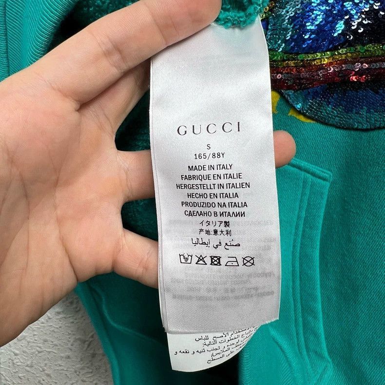 Gucci Gucci Sequin Planet Print Logo Lake Green Hoodie-2508 Size US S / EU 44-46 / 1 - 5 Thumbnail