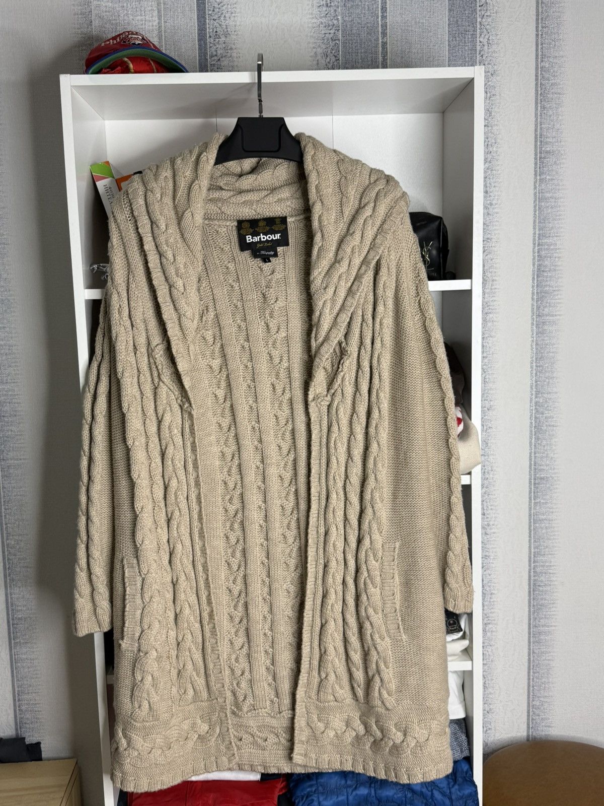Barbour Barbour Gold Label Cable knit Beige Heavy cardigan wmns sz L Size L / US 10 / IT 46 - 1 Thumbnail