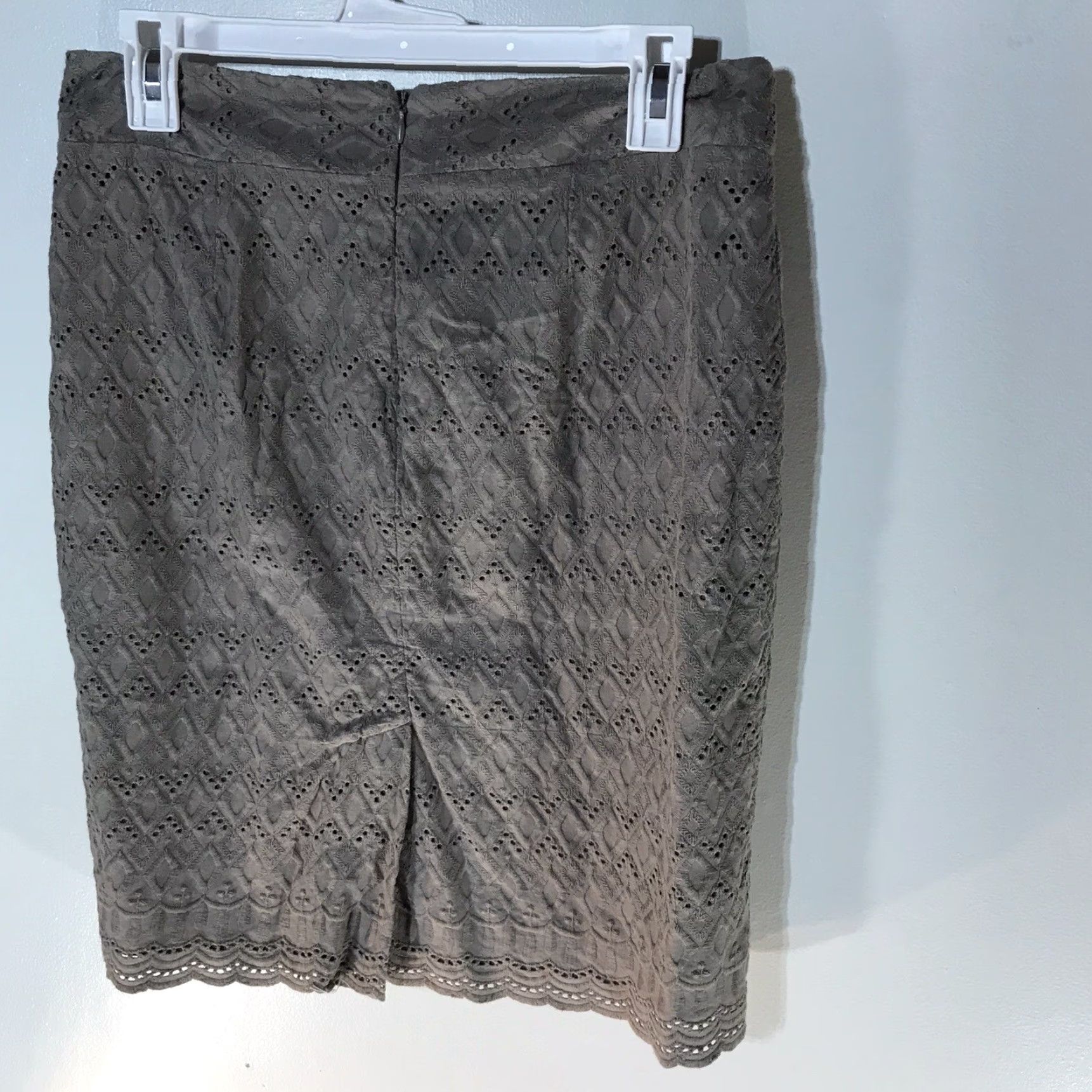 Anne Klein Anne Klein Women’s Knee Length Pencil Skirt Size 6 Taupe Floral Embroidered Crochet Business Casual Size 28" / US 6 / IT 42 - 2 Thumbnail