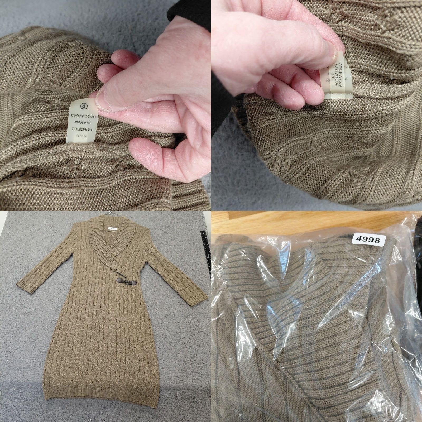 Calvin Klein Calvin Klein Sweater Dress Women's Sz Large Brown Wrap Cable Shawl Collar Buckle Size L / US 10 / IT 46 - 10 Thumbnail