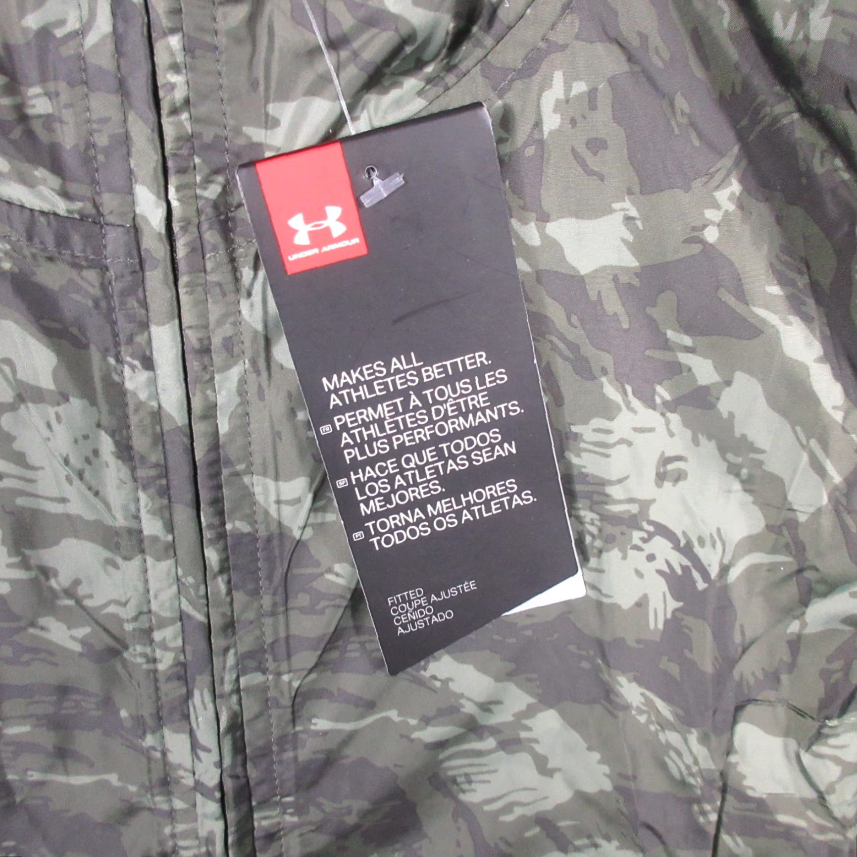 Under Armour Under Armour Hooded Windbreaker Men S Camouflage 1/2 Zip Stretch Anorak Jacket, Green, XS? Size US S / EU 44-46 / 1 - 5 Thumbnail