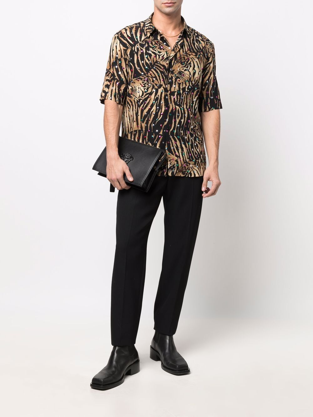 Saint Laurent Paris Saint Laurent Silk Tiger Shirt with Metallic Dots Size US M / EU 48-50 / 2 - 2 Thumbnail