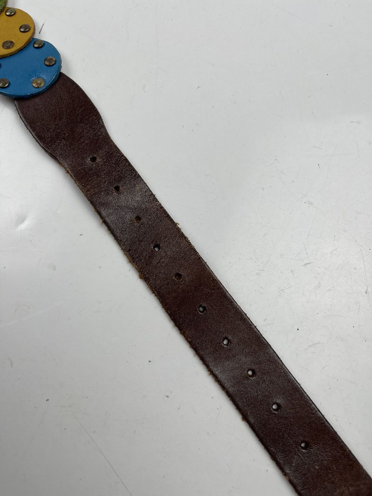 Japanese Brand super rare multicolor studded leather belt tc32 Size 38 - 3 Thumbnail