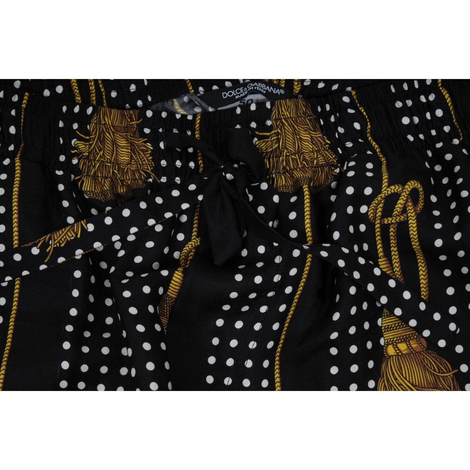 Dolce & Gabbana Tassel Polka Dot Silk Pants Black Size US 34 / EU 50 - 9 Thumbnail