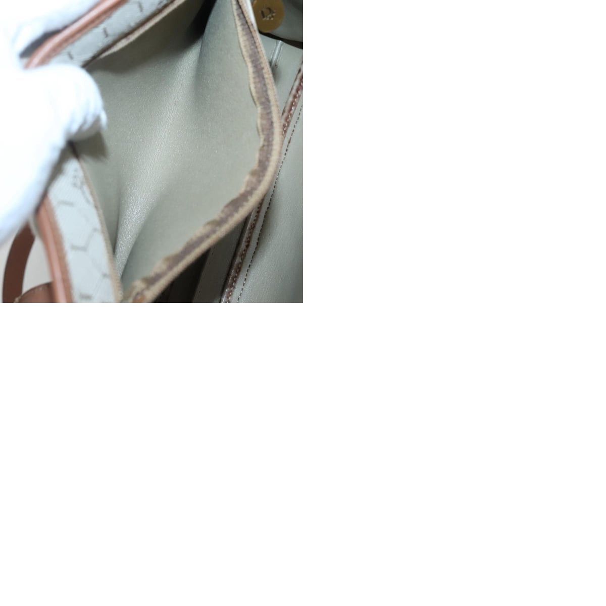 Dior DIOR Honeycomb Canvas Shoulder Bag Beige Gold Size ONE SIZE - 12 Thumbnail