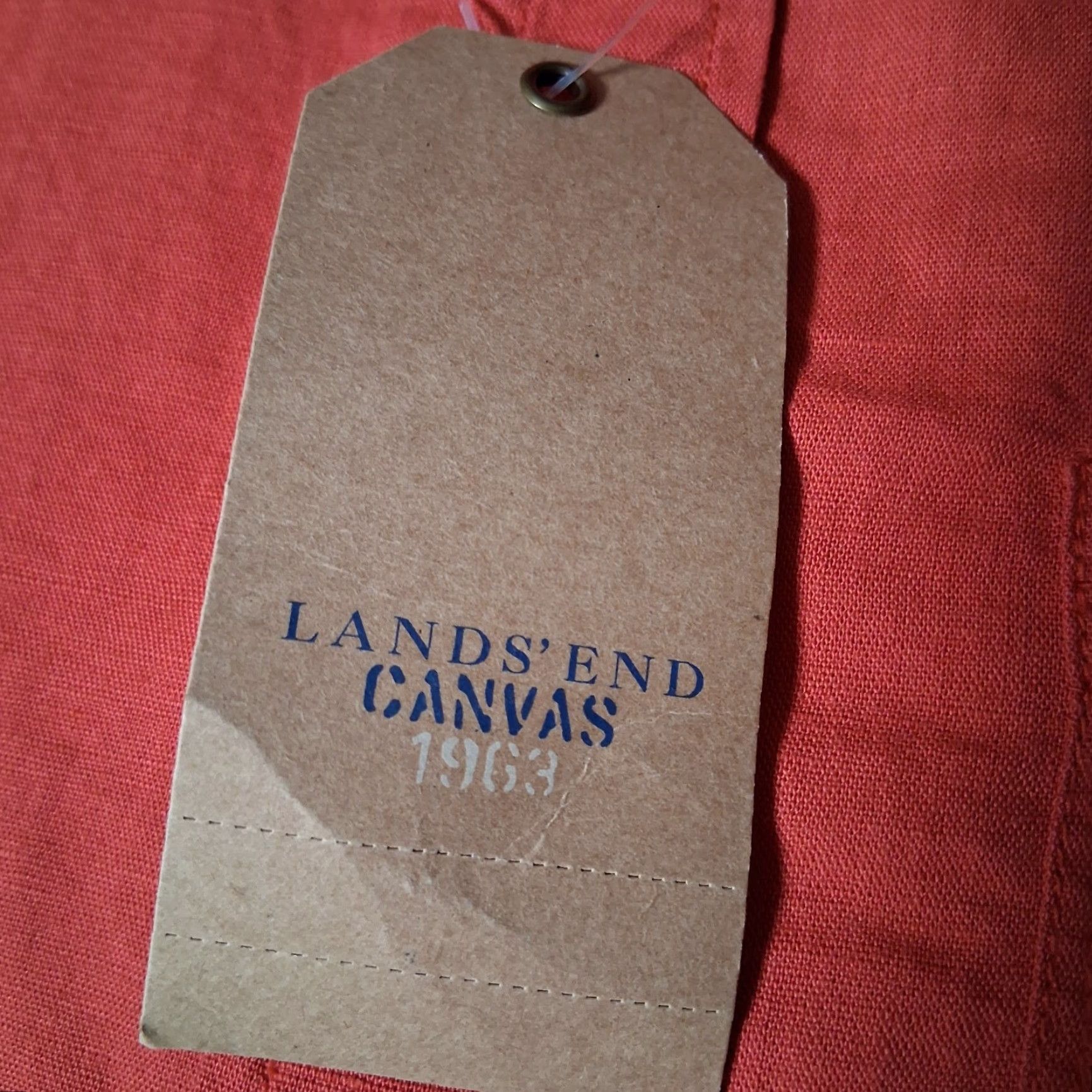 Lands' End Lands' End Canvas Shirt Men L Woven Linen Blend Washed Red Long Sleeve, Button-Up, Classic Linen Blend, Office, Business Casual, Cardigan? Size US L / EU 52-54 / 3 - 7 Thumbnail