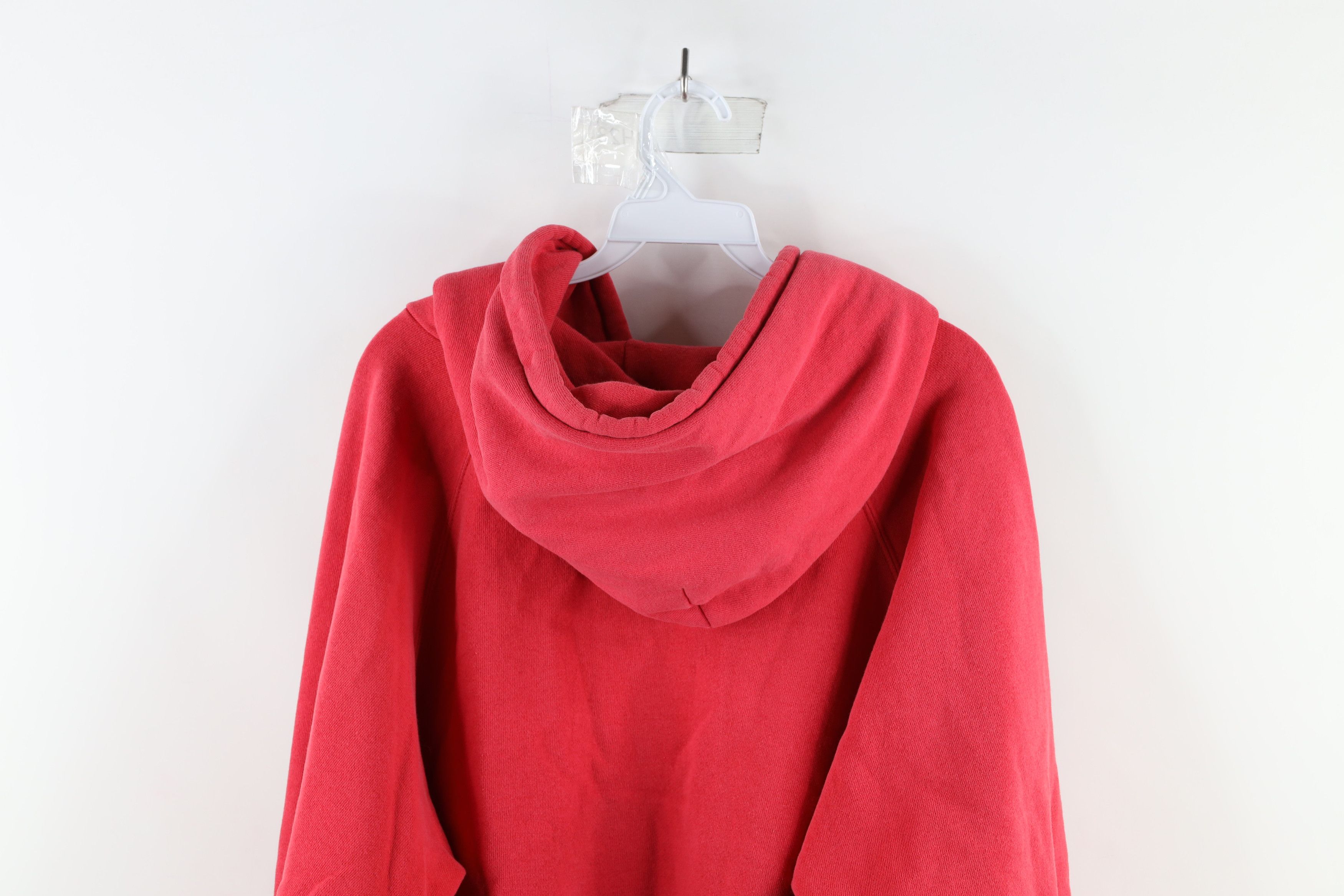 Vintage Vintage 90s Streetwear Faded Blank Hoodie Sweatshirt Red Size US XL / EU 56 / 4 - 8 Thumbnail